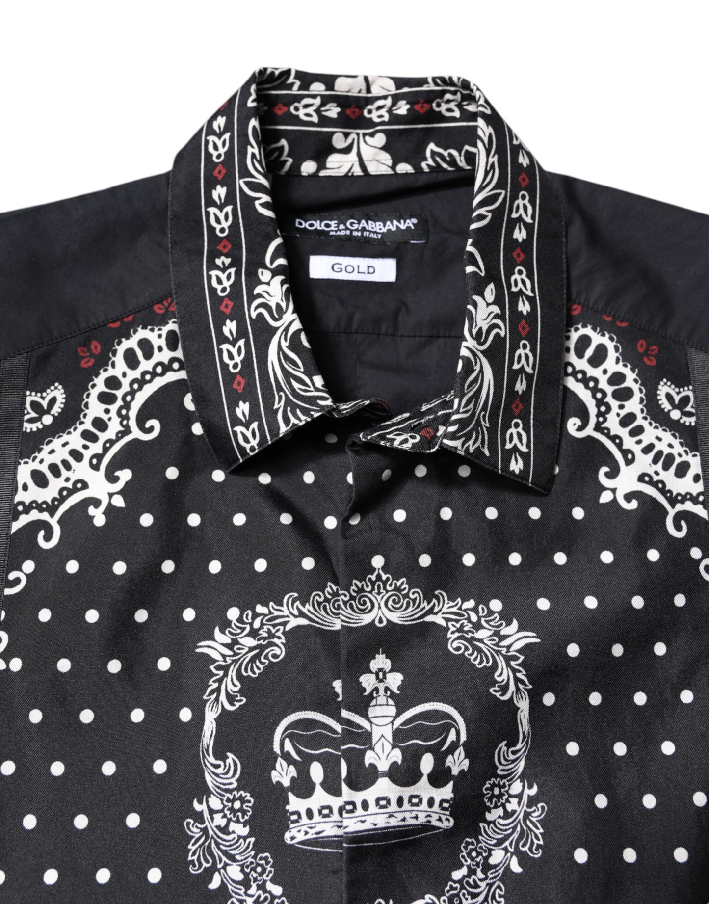 Dolce & Gabbana Black White Bandana GOLD Formal Dress Shirt by Dolce & Gabbana