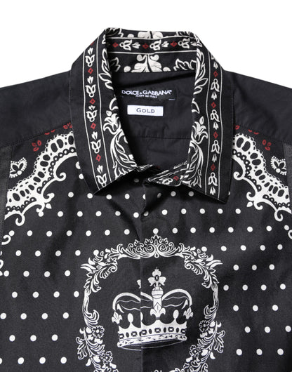Dolce & Gabbana Black White Bandana GOLD Formal Dress Shirt by Dolce & Gabbana