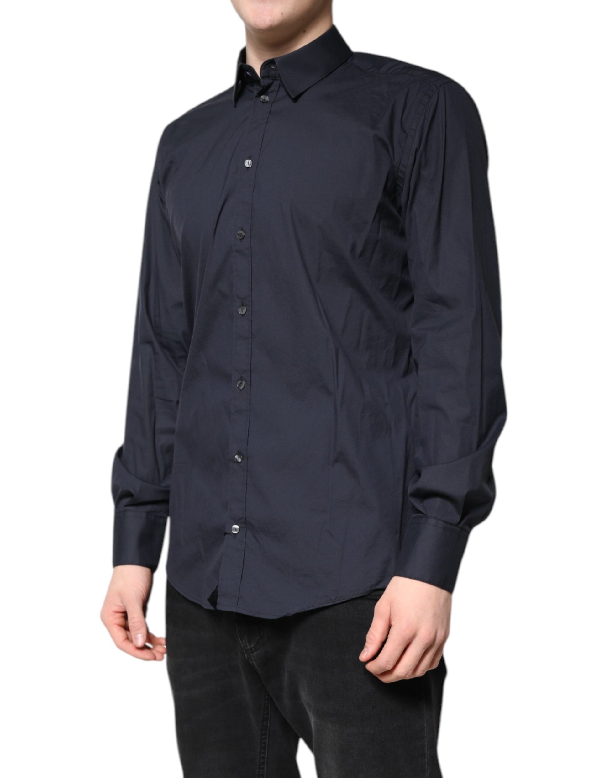 Dolce & Gabbana Dark Blue MARTINI Cotton Formal Dress Shirt by Dolce & Gabbana