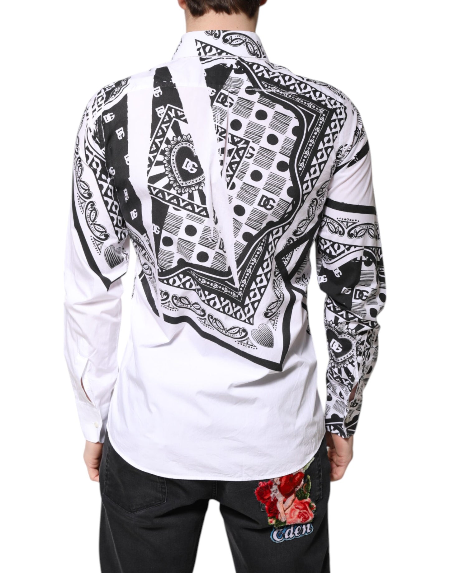 Dolce & Gabbana White Black Bandana MARTINI Men Dress Shirt by Dolce & Gabbana