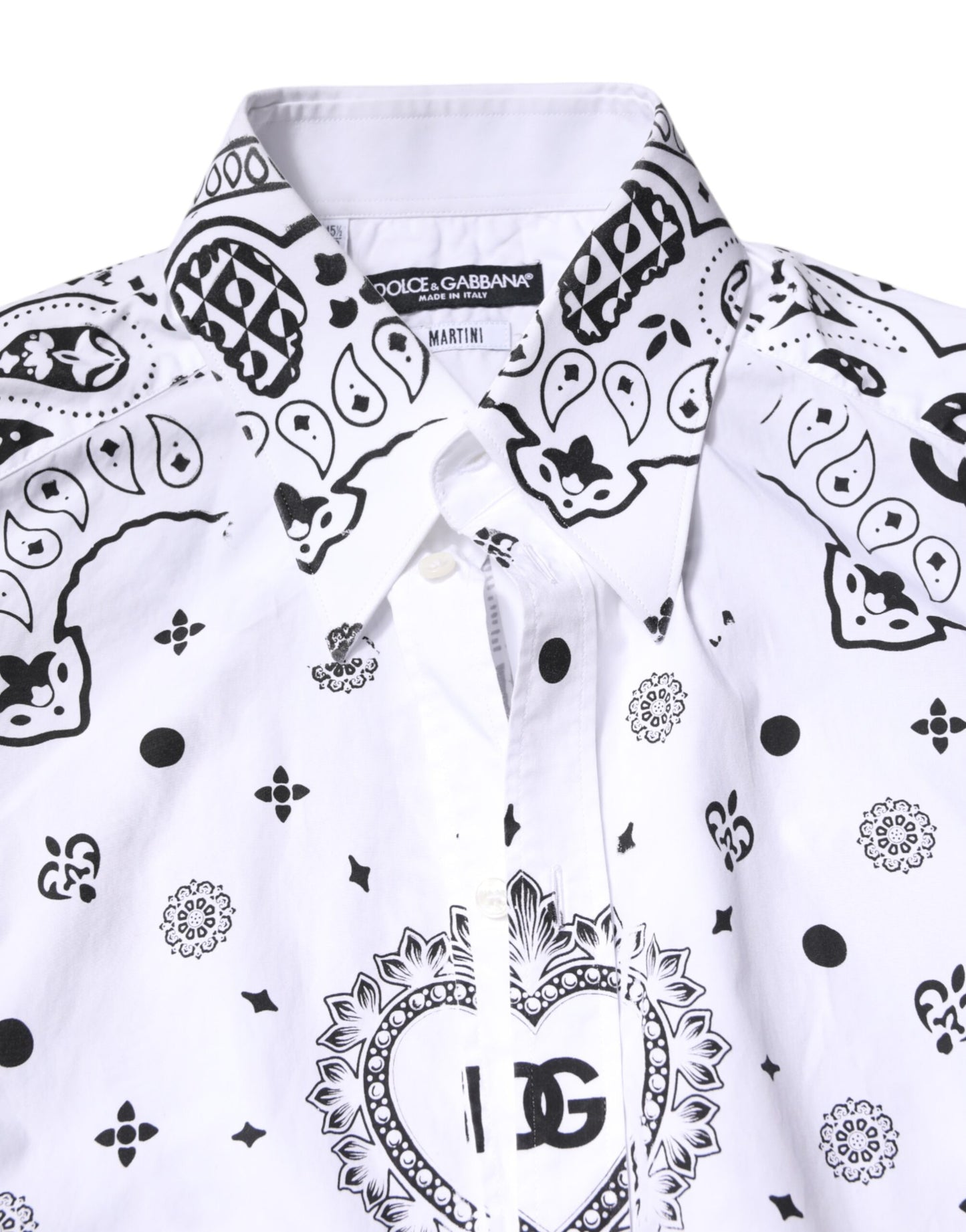 Dolce & Gabbana White Black Bandana MARTINI Men Dress Shirt by Dolce & Gabbana