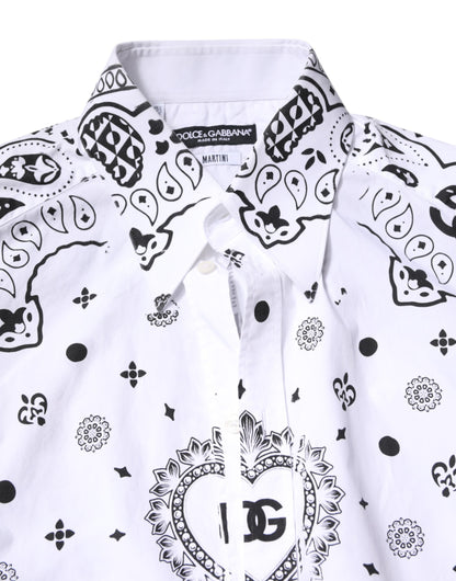 Dolce & Gabbana White Black Bandana MARTINI Men Dress Shirt by Dolce & Gabbana