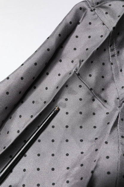 Dolce & Gabbana Gray Polka Dot Silk Long Sleeve Shirt by Dolce & Gabbana