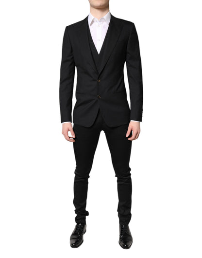 Dolce &amp; Gabbana Black Single Breasted Formal Blazer with Vest