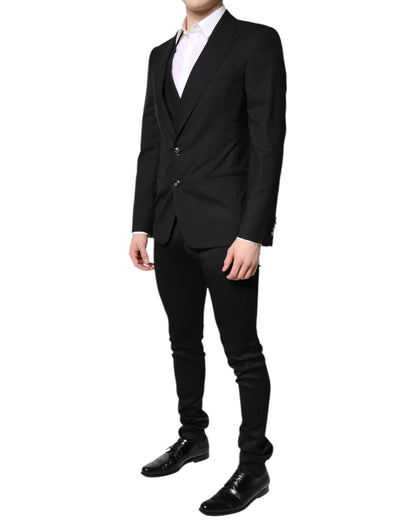 Dolce &amp; Gabbana Black Single Breasted Formal Blazer with Vest