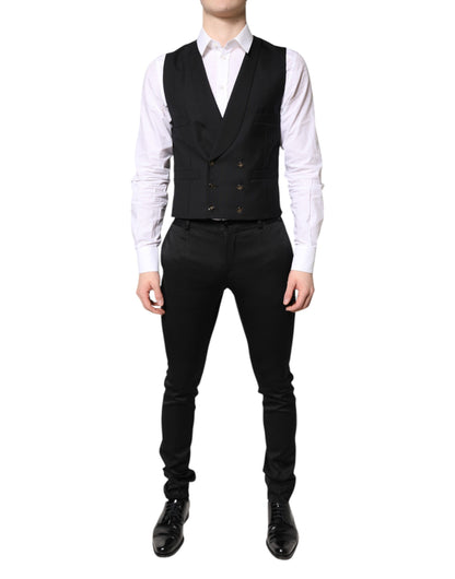Dolce &amp; Gabbana Black Single Breasted Formal Blazer with Vest