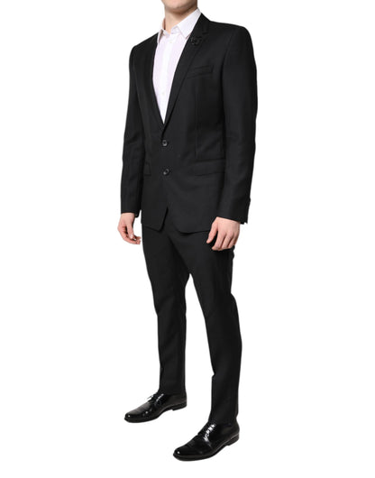 Costume 2 pièces simple boutonnage en laine noire Dolce &amp; Gabbana
