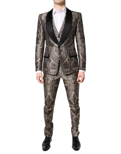 Costume 3 pièces simple boutonnage en jacquard multicolore Dolce &amp; Gabbana