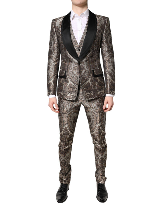 Costume 3 pièces simple boutonnage en jacquard multicolore Dolce &amp; Gabbana