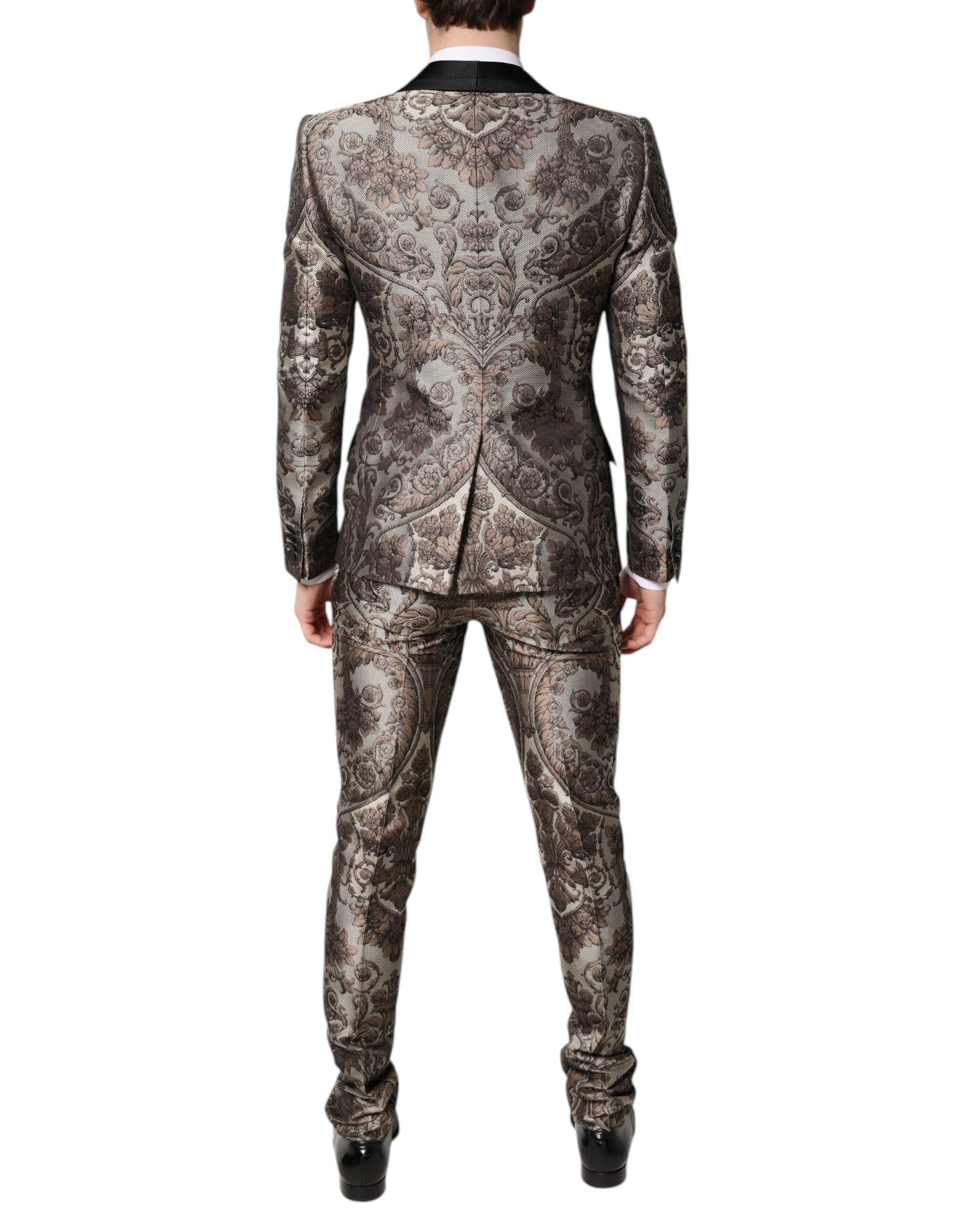 Costume 3 pièces simple boutonnage en jacquard multicolore Dolce &amp; Gabbana