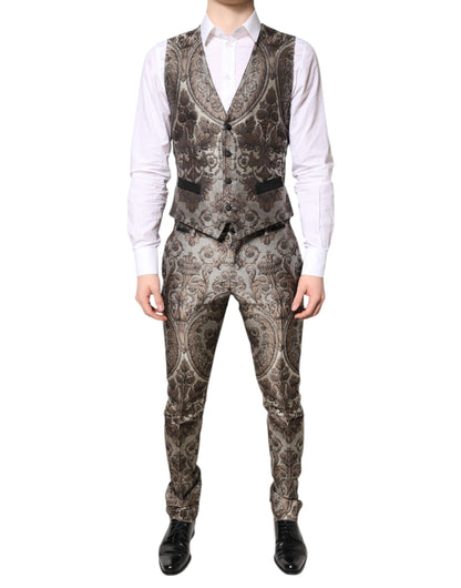 Costume 3 pièces simple boutonnage en jacquard multicolore Dolce &amp; Gabbana