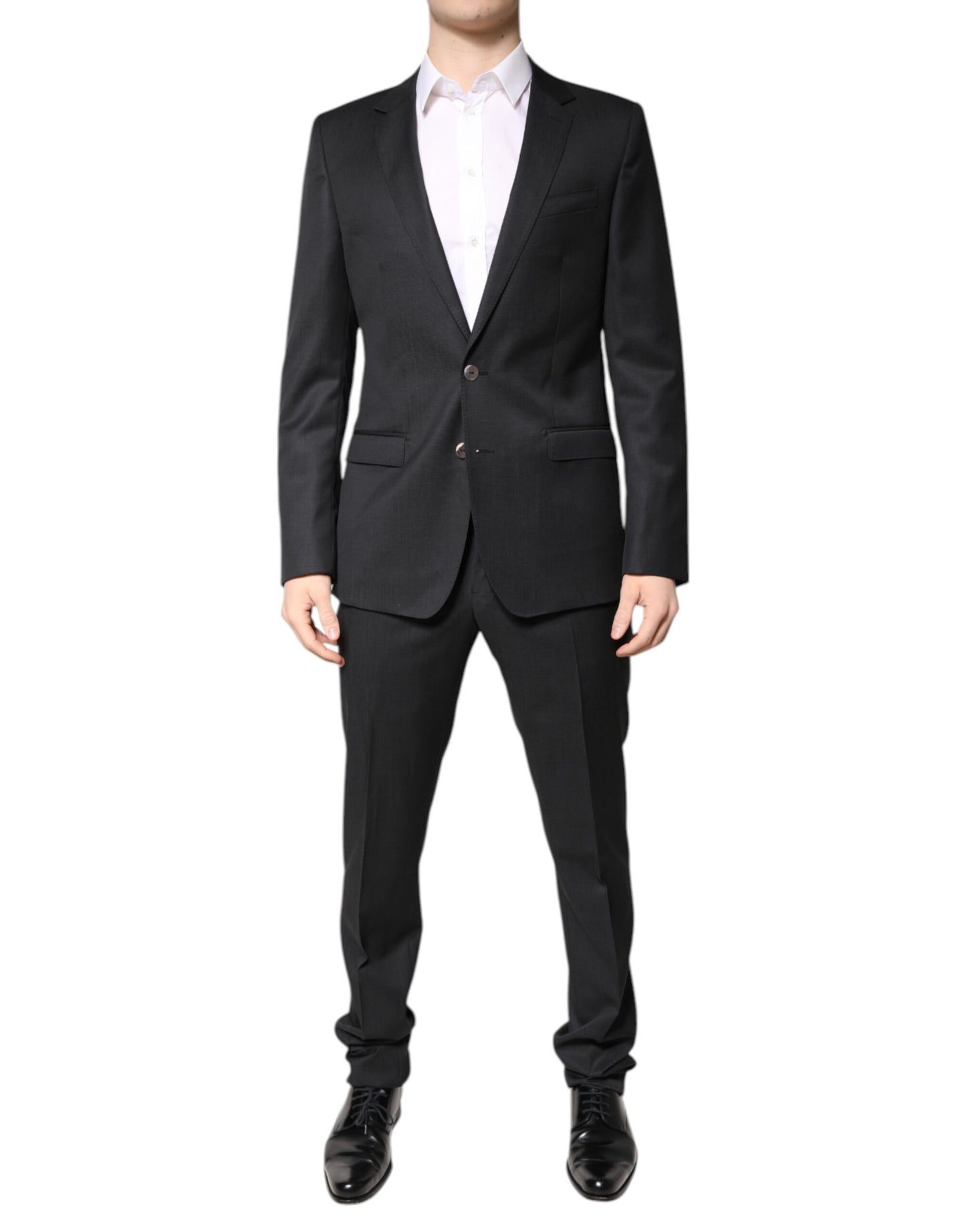 Costume 2 pièces simple boutonnage en laine gris foncé Dolce &amp; Gabbana