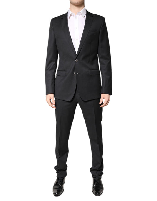 Costume 2 pièces simple boutonnage en laine gris foncé Dolce &amp; Gabbana