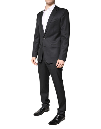 Costume 2 pièces simple boutonnage en laine gris foncé Dolce &amp; Gabbana