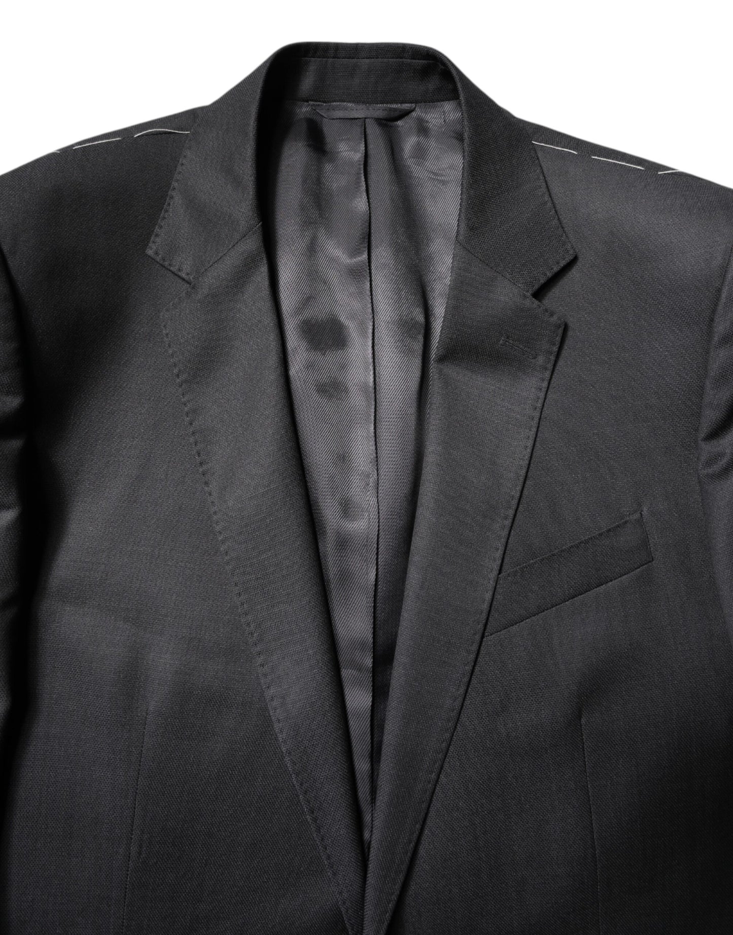 Costume 2 pièces simple boutonnage en laine gris foncé Dolce &amp; Gabbana