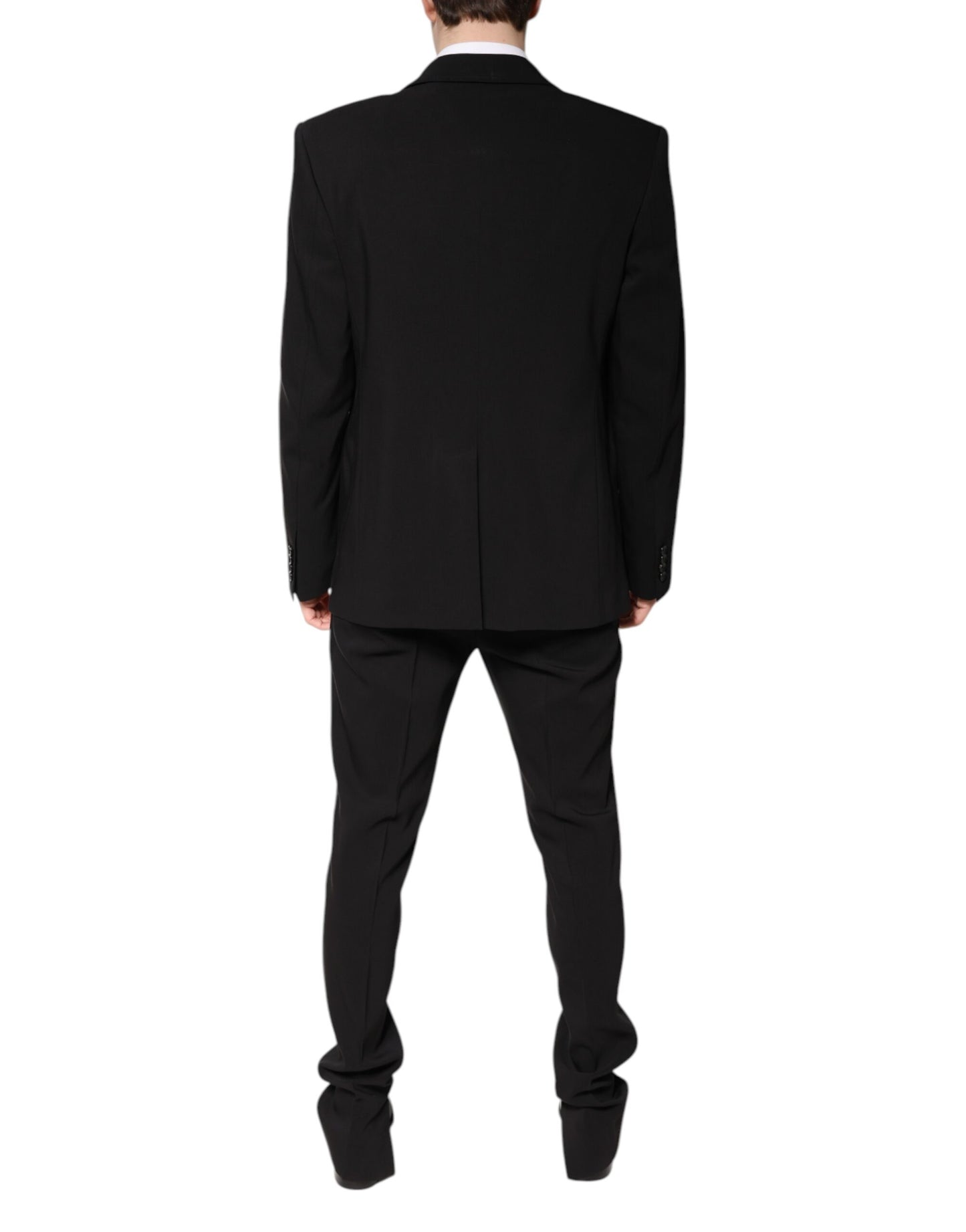 Costume 2 pièces simple boutonnage en coton noir Dolce &amp; Gabbana