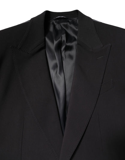 Costume 2 pièces simple boutonnage en coton noir Dolce &amp; Gabbana