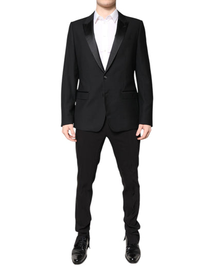 Costume 2 pièces simple boutonnage en laine noire Dolce &amp; Gabbana