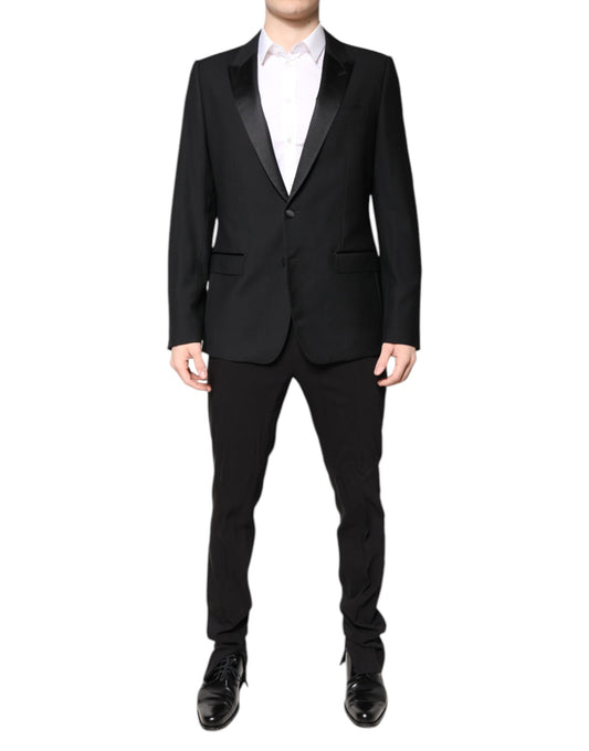 Costume 2 pièces simple boutonnage en laine noire Dolce &amp; Gabbana