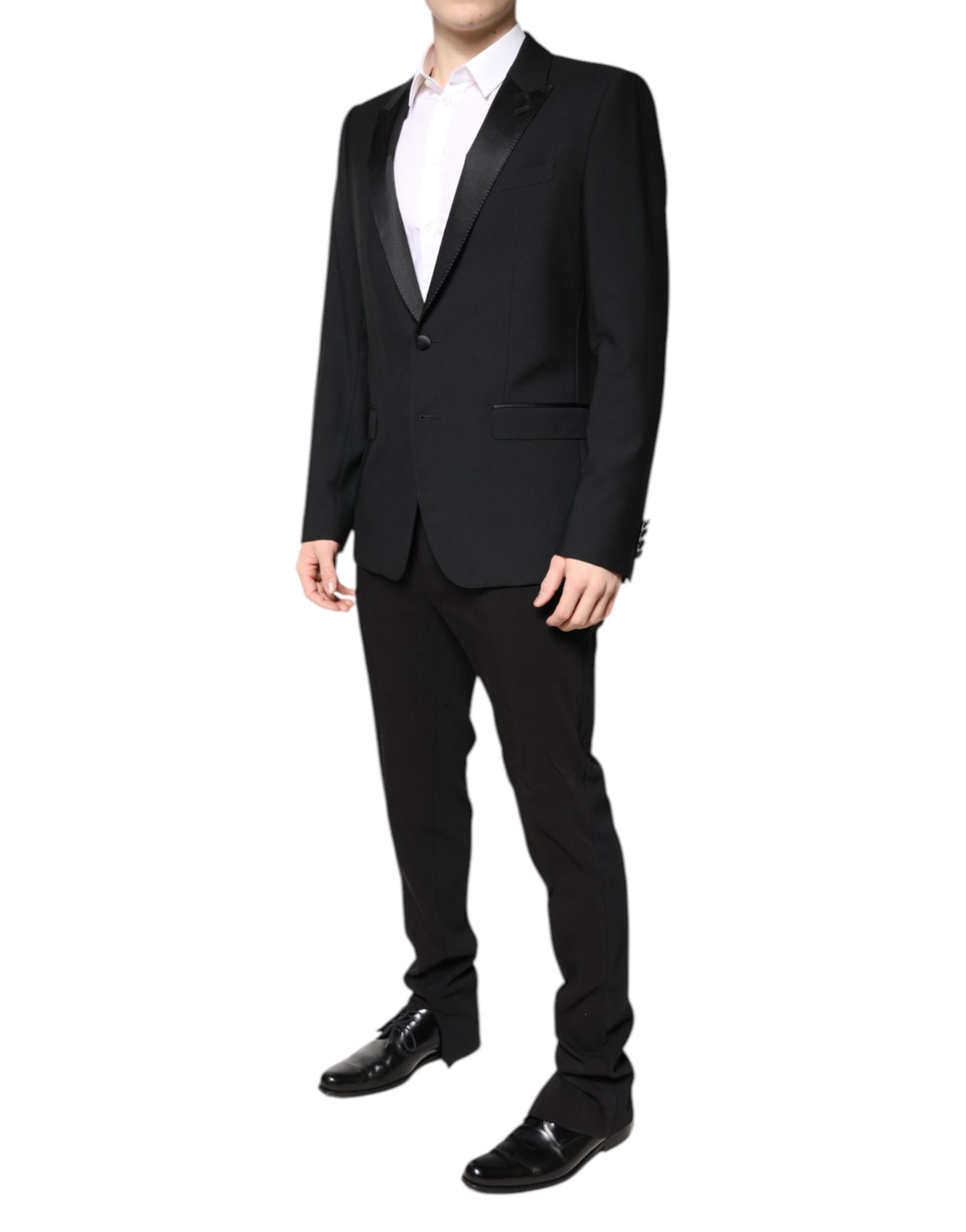 Costume 2 pièces simple boutonnage en laine noire Dolce &amp; Gabbana