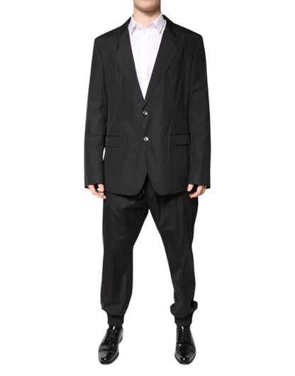 Costume 2 pièces simple boutonnage en coton noir Dolce &amp; Gabbana