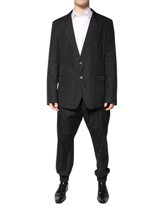 Costume 2 pièces simple boutonnage en coton noir Dolce &amp; Gabbana