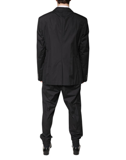 Costume 2 pièces simple boutonnage en coton noir Dolce &amp; Gabbana