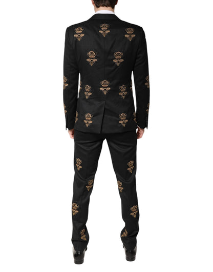 Costume 2 pièces Dolce &amp; Gabbana noir avec broderie couronne d'abeilles