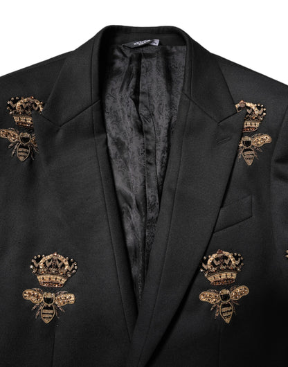 Costume 2 pièces Dolce &amp; Gabbana noir avec broderie couronne d'abeilles