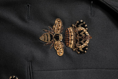 Costume 2 pièces Dolce &amp; Gabbana noir avec broderie couronne d'abeilles