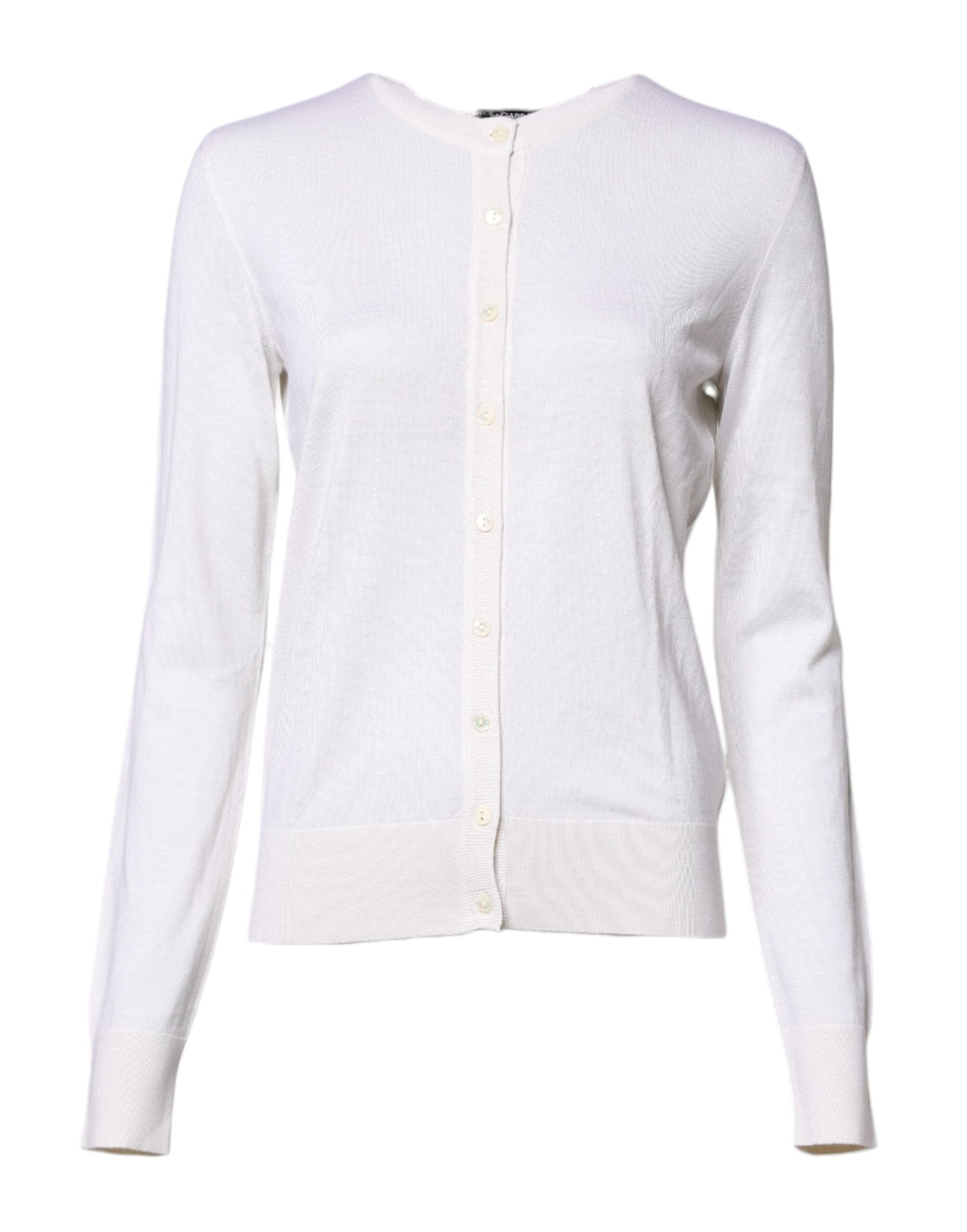 Dolce & Gabbana White Cashmere Crew Neck Top Cardigan Sweater by Dolce & Gabbana