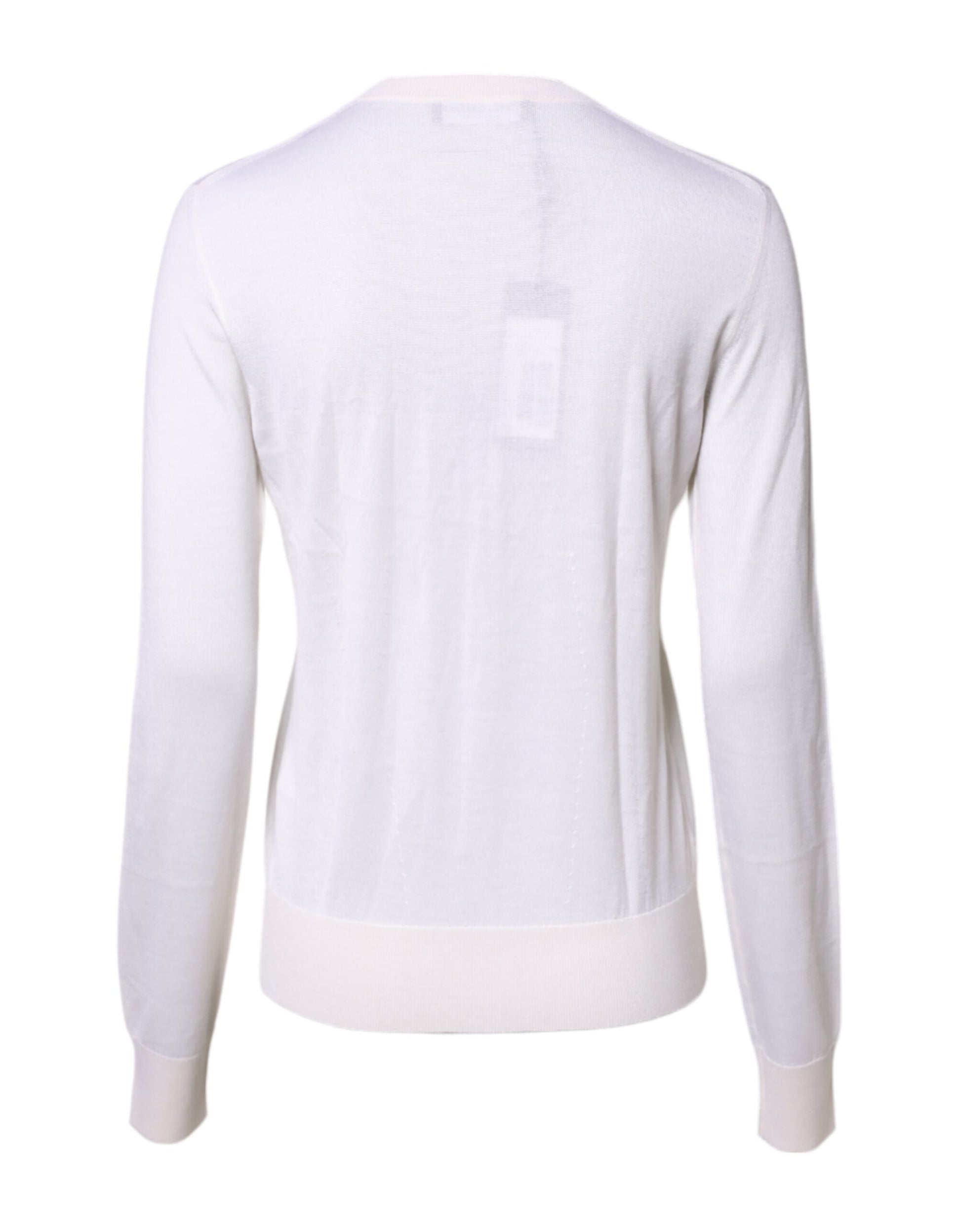 Dolce & Gabbana White Cashmere Crew Neck Top Cardigan Sweater by Dolce & Gabbana