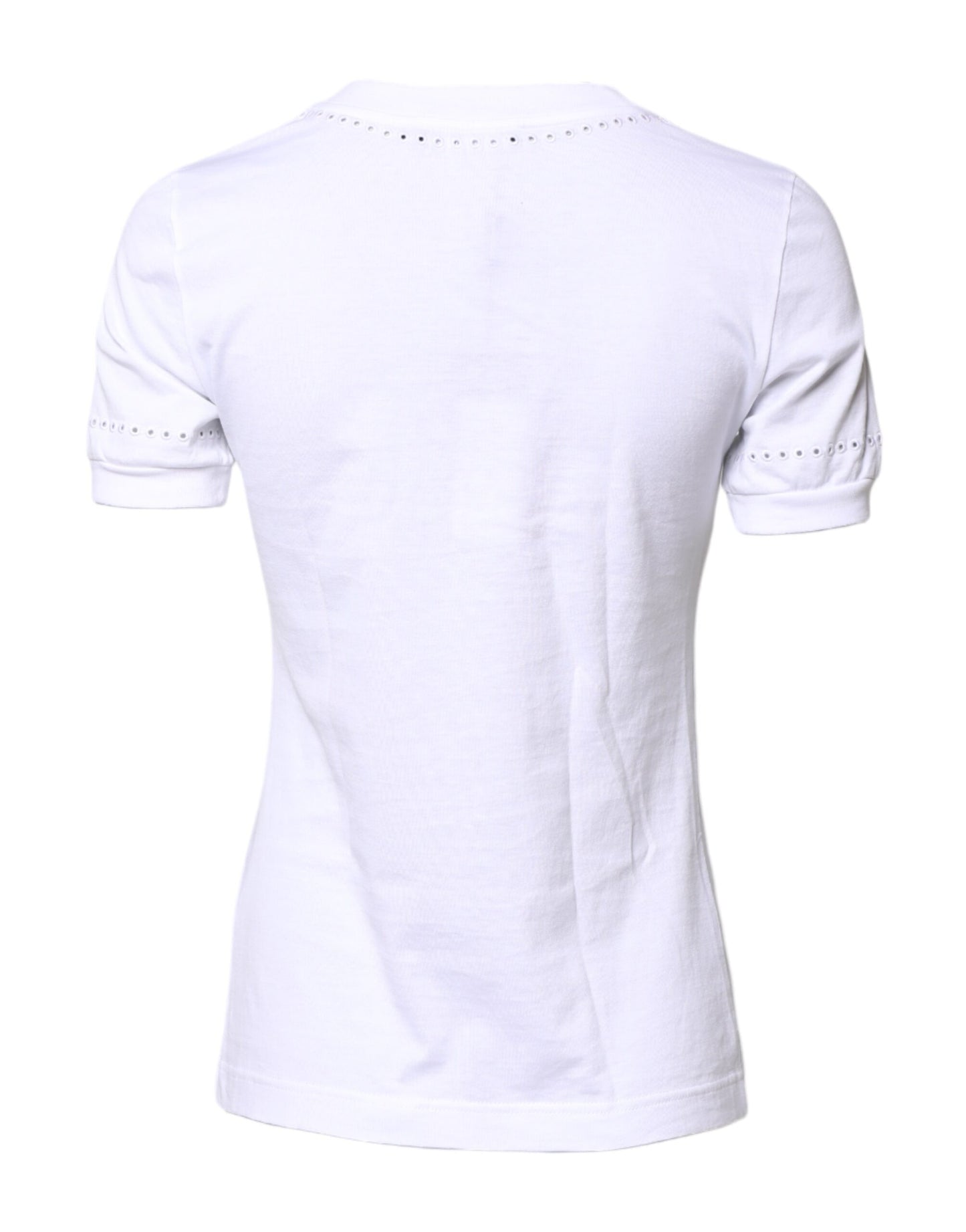 Dolce & Gabbana White Cotton Floral Logo Crew Neck T-shirt by Dolce & Gabbana