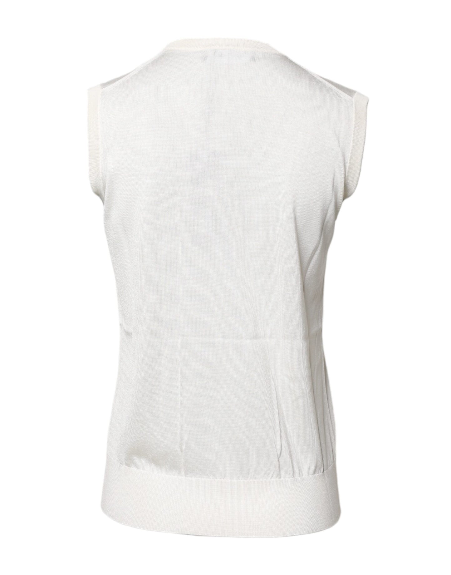 Dolce & Gabbana White Silk Round Neck Sleeveless Tank Top by Dolce & Gabbana