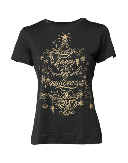 Dolce & Gabbana Black Cotton Round Neck Short Sleeve T-shirt by Dolce & Gabbana