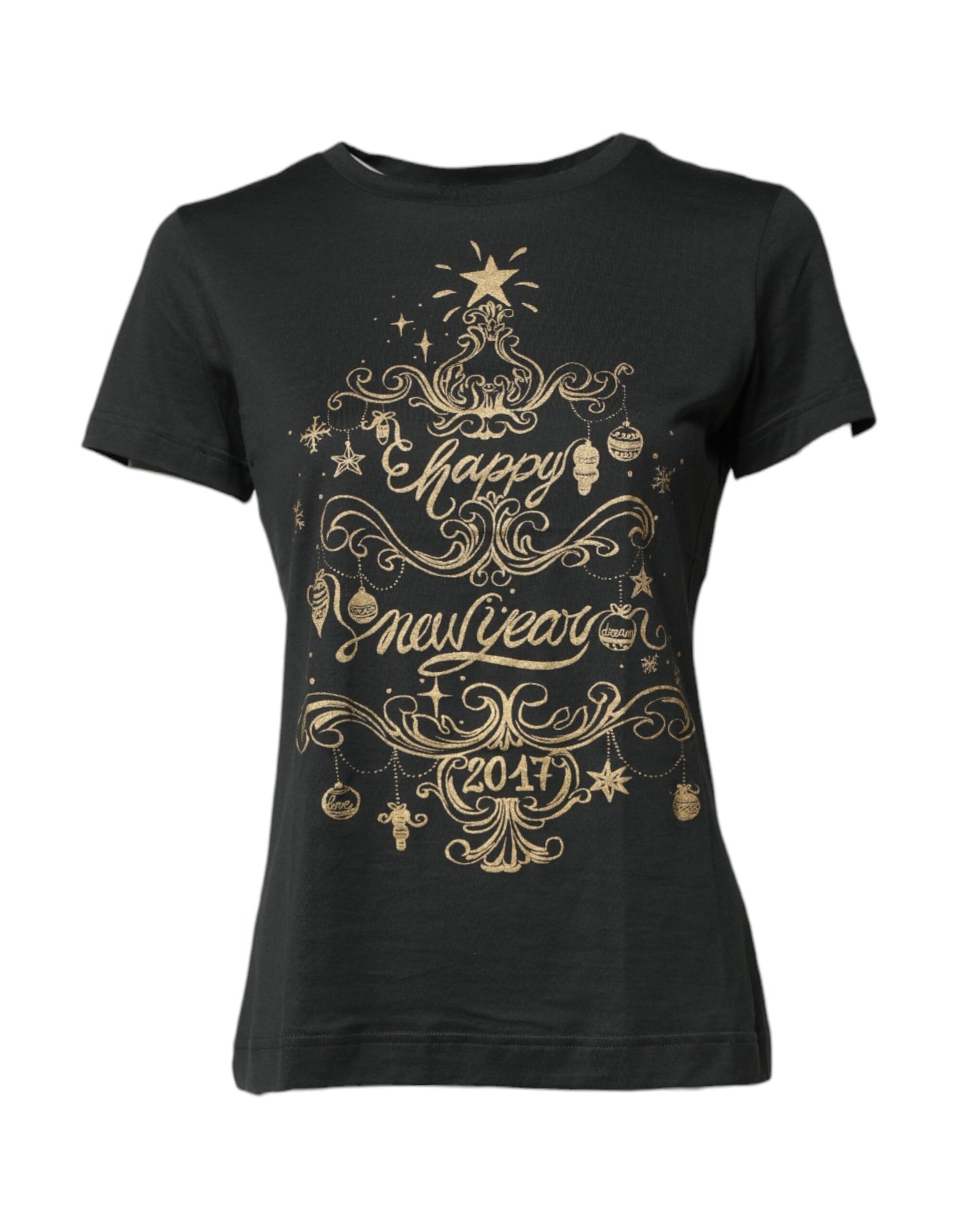 Dolce & Gabbana Black Cotton Round Neck Short Sleeve T-shirt by Dolce & Gabbana