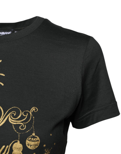 Dolce & Gabbana Black Cotton Round Neck Short Sleeve T-shirt by Dolce & Gabbana