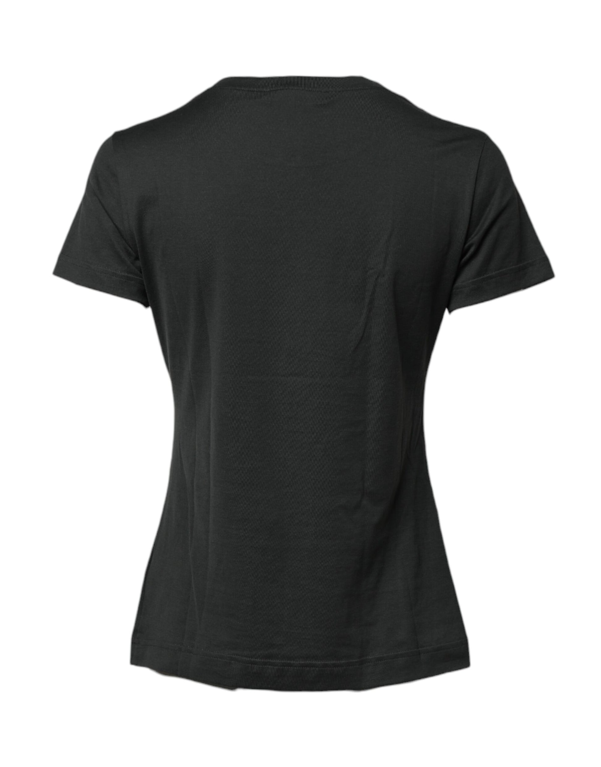 Dolce & Gabbana Black Cotton Round Neck Short Sleeve T-shirt by Dolce & Gabbana