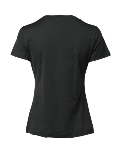 Dolce & Gabbana Black Cotton Round Neck Short Sleeve T-shirt by Dolce & Gabbana