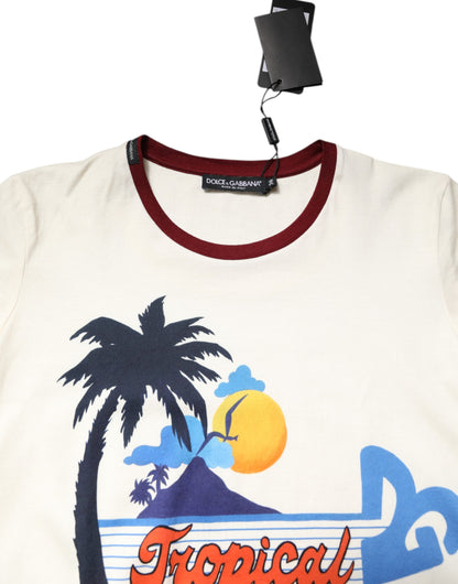 Dolce & Gabbana White Cotton Print Short Sleeves Top T-shirt by Dolce & Gabbana
