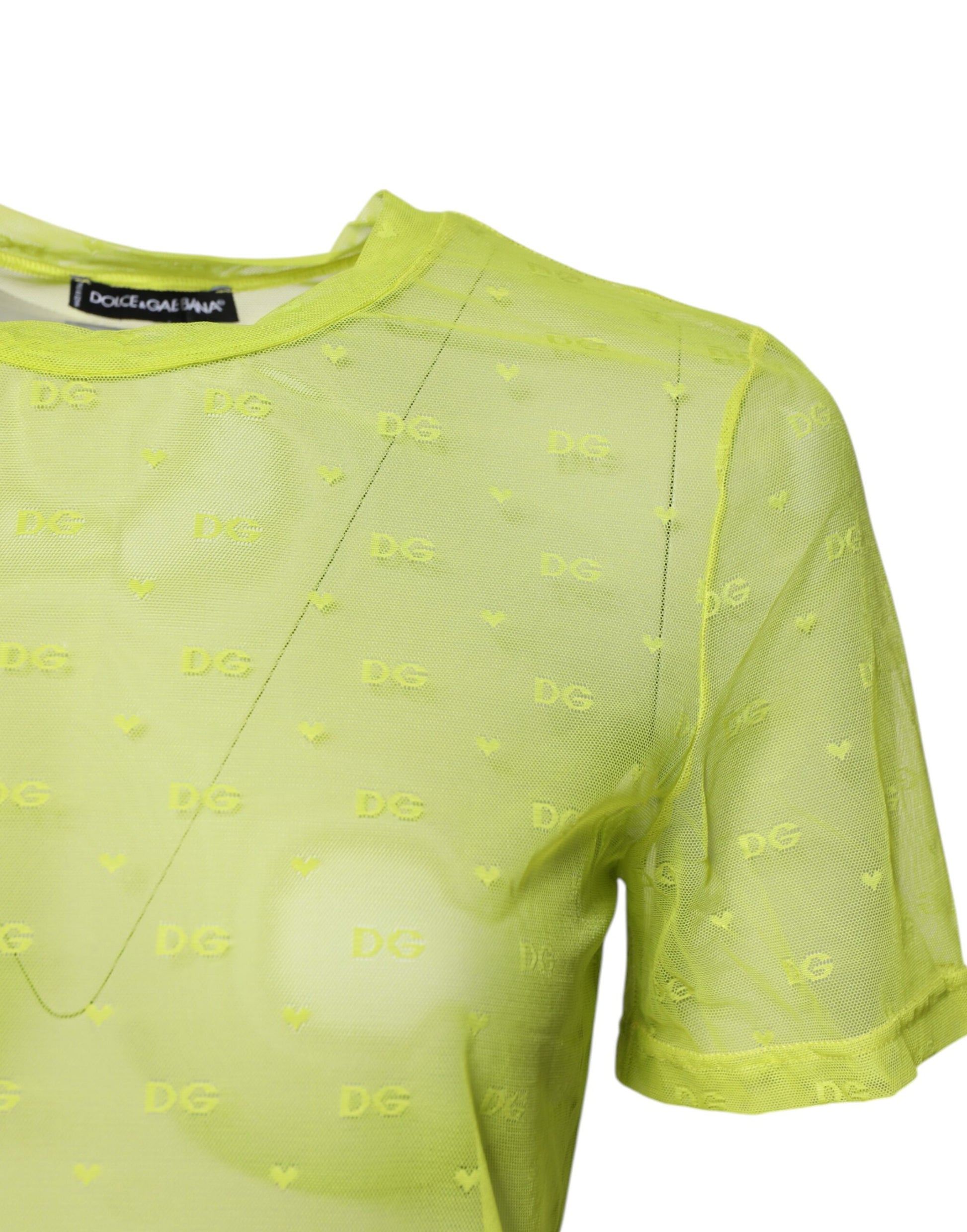 Dolce & Gabbana Green Nylon See Through Women Short Sleeves Top by Dolce & Gabbana