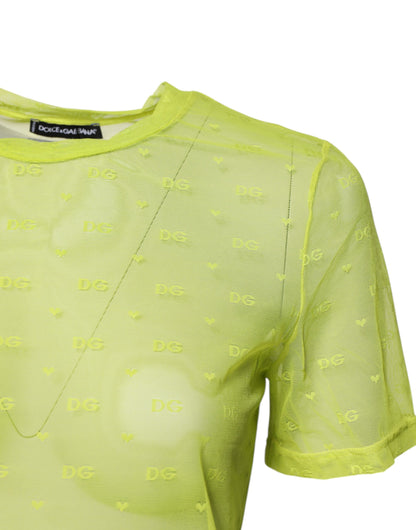 Dolce & Gabbana Green Nylon See Through Women Short Sleeves Top by Dolce & Gabbana