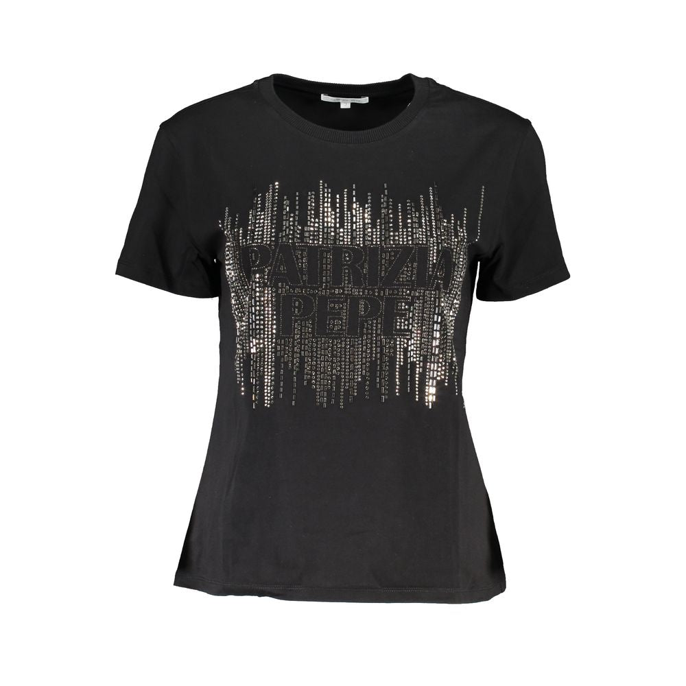 Patrizia Pepe Chic Contrast Crew Neck Cotton Tee by Patrizia Pepe