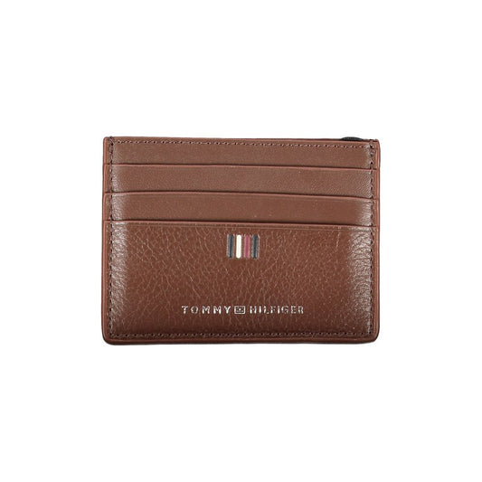 Porte-cartes élégant en cuir Tommy Hilfiger avec détails contrastés