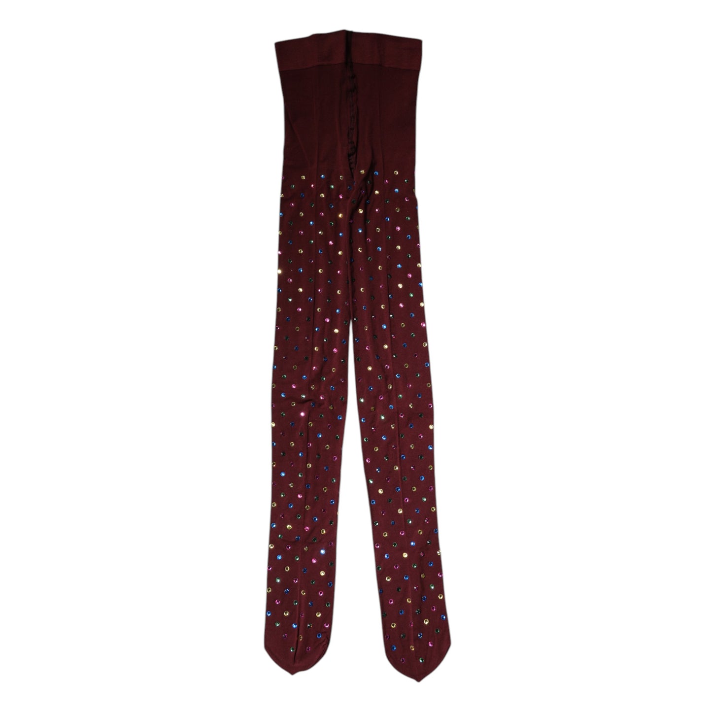 Dolce &amp; Gabbana Maroon Nylon Crystal Embellished Pantyhose Tights