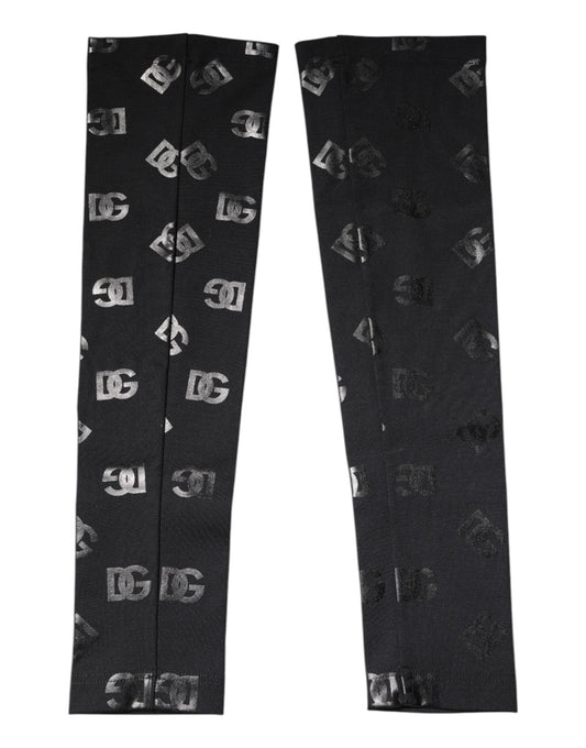 Manchettes extensibles en laine noire Dolce &amp; Gabbana avec logo DG et monogramme