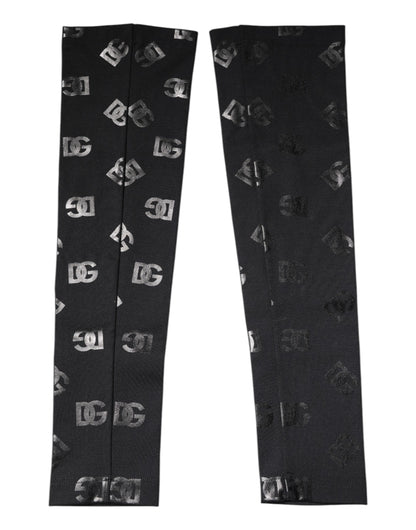 Dolce &amp; Gabbana Black DG Logo Monogram Wool Stretch Arm Sleeves