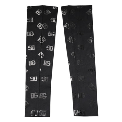 Dolce &amp; Gabbana Black DG Logo Monogram Wool Stretch Arm Sleeves