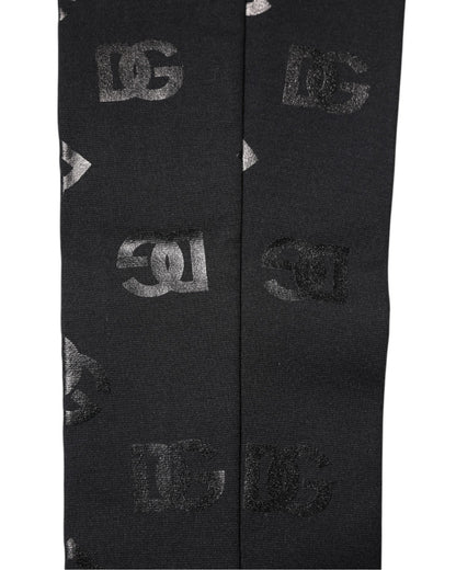 Dolce &amp; Gabbana Black DG Logo Monogram Wool Stretch Arm Sleeves
