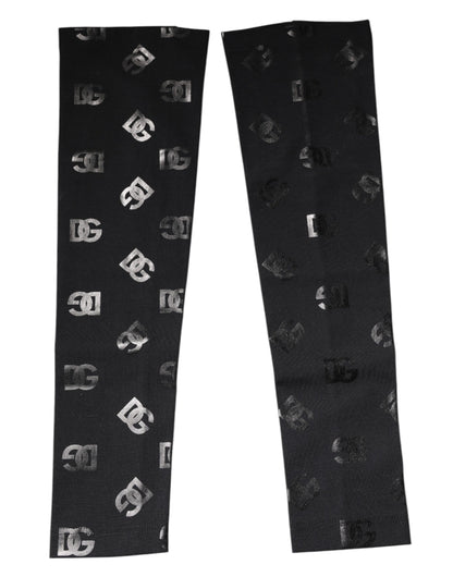 Dolce &amp; Gabbana Black DG Logo Monogram Wool Stretch Arm Sleeves